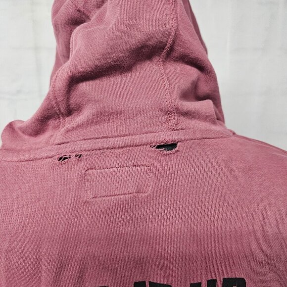 Arizona Jean Co Mauve Distressed Smiley Face Happiness Grunge Rave Hoodie M - Picture 9 of 16